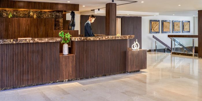 Reception desk in lobby