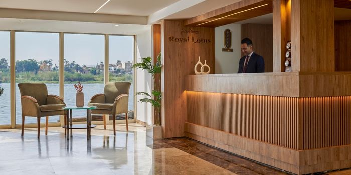 Reception desk in lobby