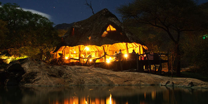 Hut at night