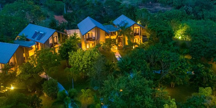 Aerial view of chalets