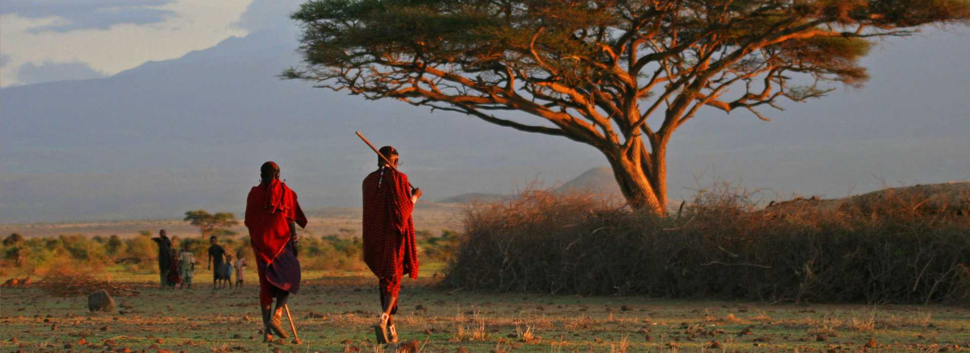 Masai Warriors at sunset in the Mara