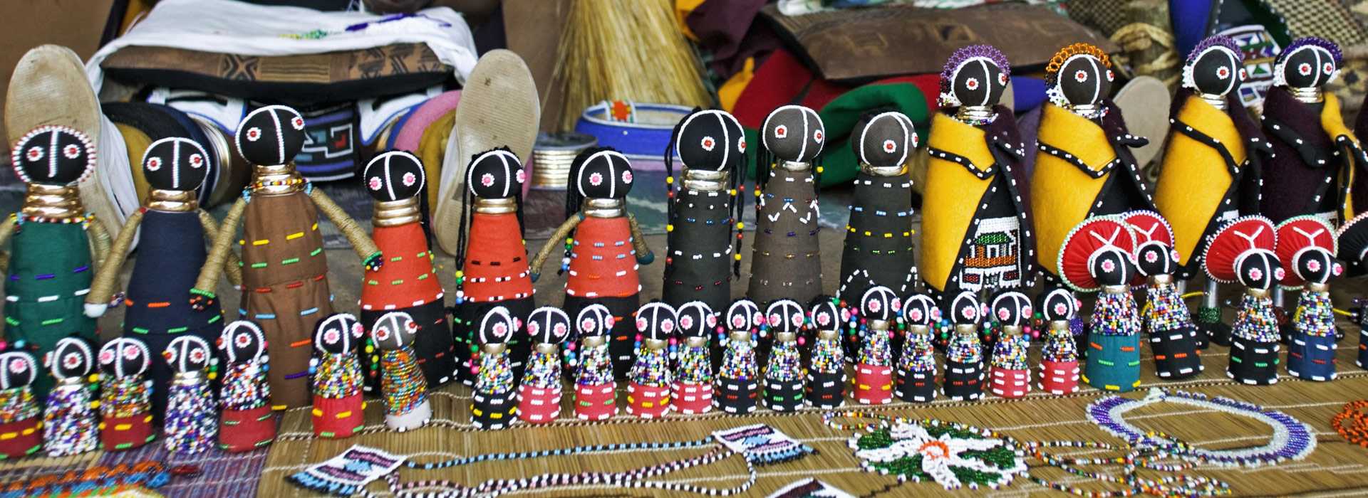 Colourful dolls made by Ndebele women