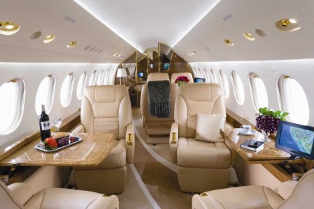 Luxury interior of Falcon 7x