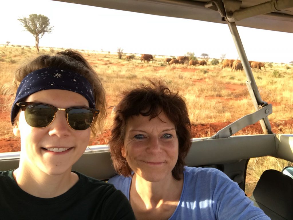 Mother and daughter in Somak safari vehicle