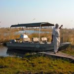 Boat at the end of a jetty in Botswana