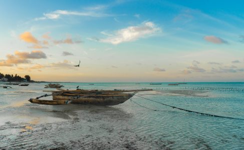 A boat on a Zanzibar Beach 