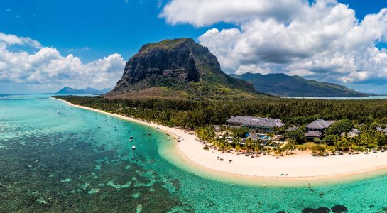 An aerial view of Le Morne